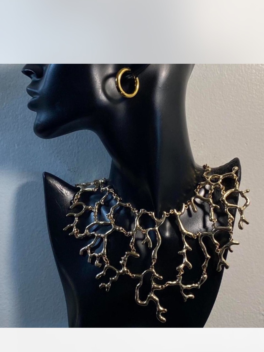 *** Gold Coral ^^^  Statement “Necklace / Earrings ^*^